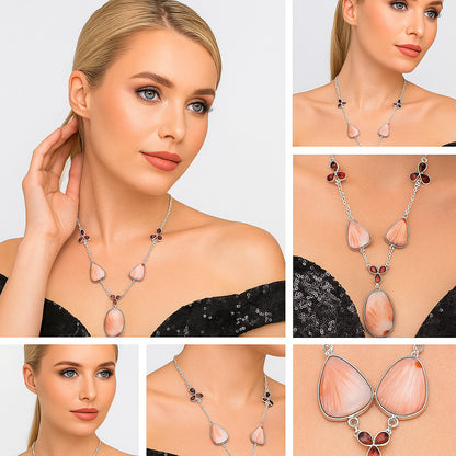 Natural Orange Scolecite & Garnet Necklace N-1021 SDN1782