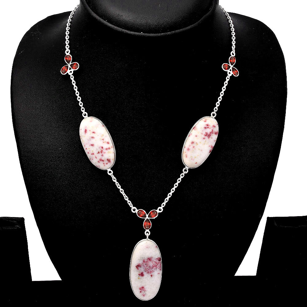 Natural Cinnabar & Garnet Necklace N-1021 SDN1783