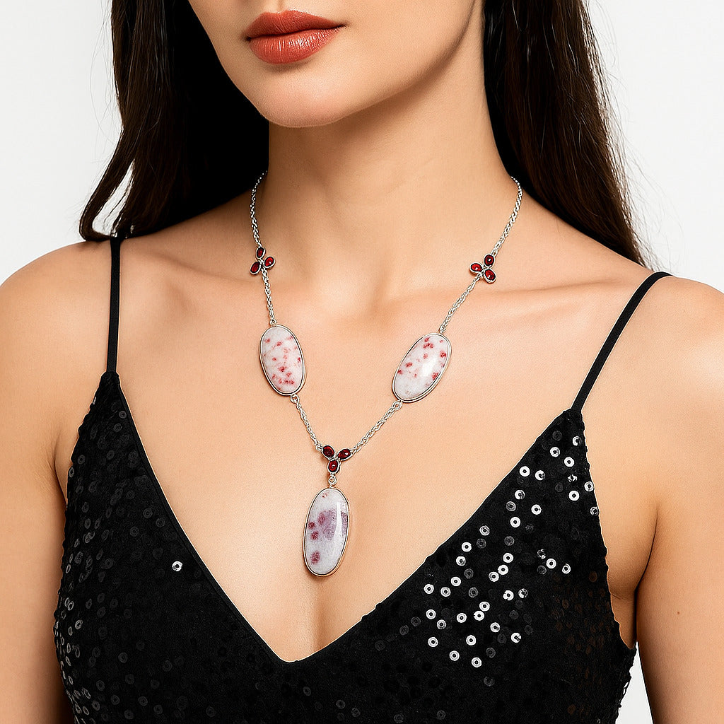 Natural Cinnabar & Garnet Necklace N-1021 SDN1783