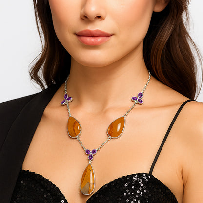 Natural Picture Jasper & Amethyst Necklace N-1021 SDN1785