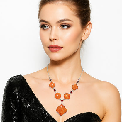 Natural Red Sponge Coral & Garnet Necklace N-1022 SDN1798