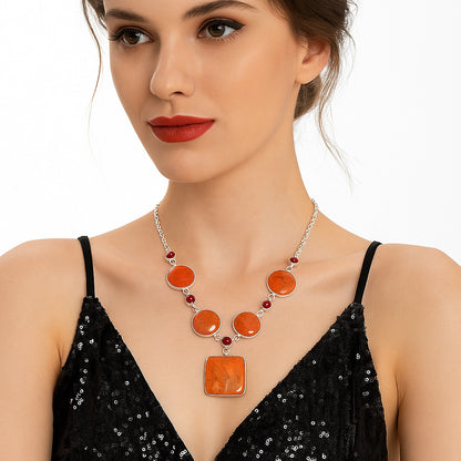 Natural Red Sponge Coral & Garnet Necklace N-1022 SDN1799