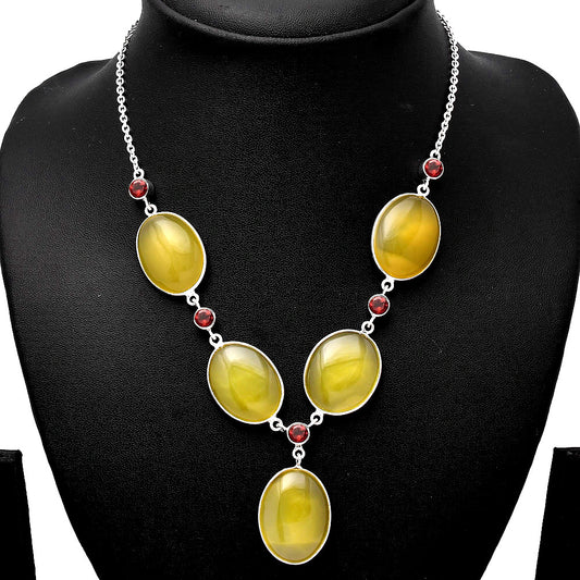 Natural Yellow Onyx & Garnet Necklace N-1022 SDN1812