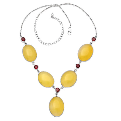 Natural Yellow Onyx & Garnet Necklace N-1022 SDN1812