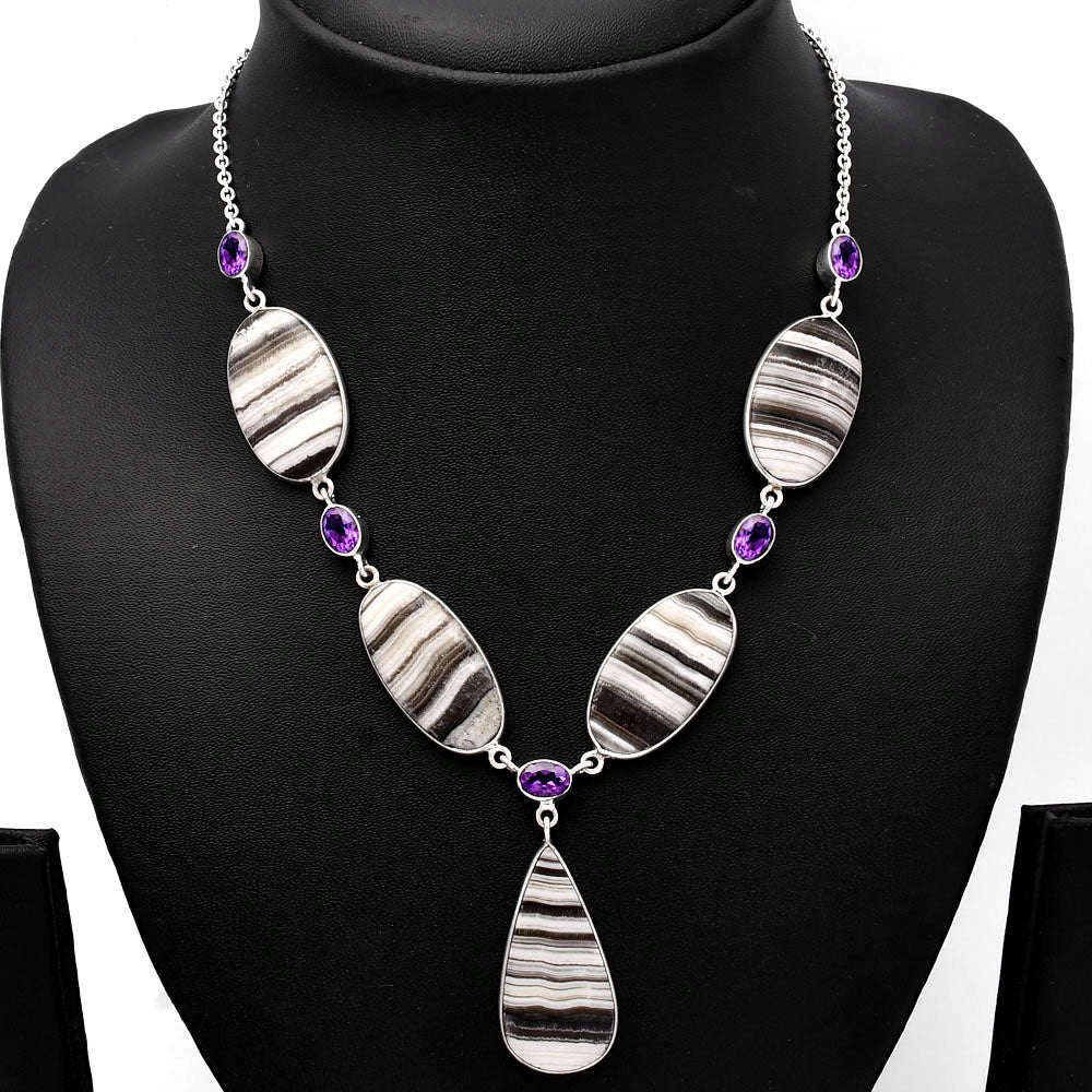 Natural Prairie Agate & Amethyst Necklace N-1022 SDN1823