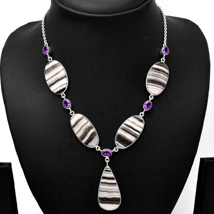 Natural Prairie Agate & Amethyst Necklace N-1022 SDN1823