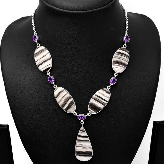Natural Prairie Agate & Amethyst Necklace N-1022 SDN1823