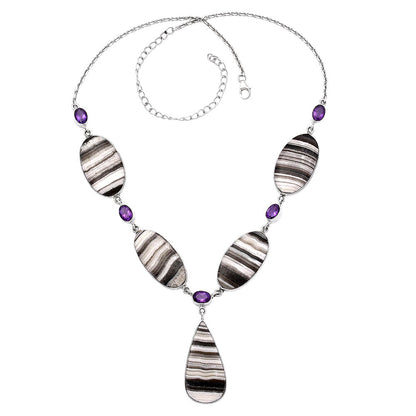Natural Prairie Agate & Amethyst Necklace N-1022 SDN1823