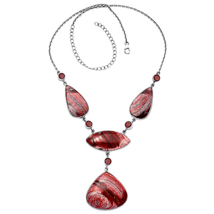 Natural Snake Skin Jasper & Garnet Necklace N-1023 SDN1824
