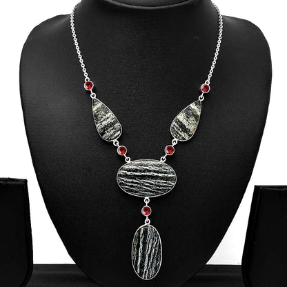 Natural Chrysotile & Garnet Necklace N-1023 SDN1829