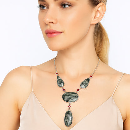 Natural Chrysotile & Garnet Necklace N-1023 SDN1829