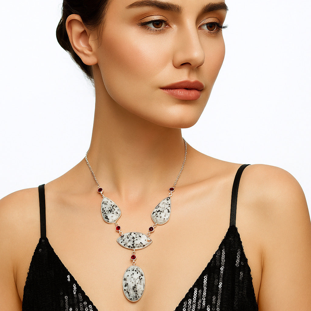 Natural Sesame Jasper & Garnet Necklace N-1023 SDN1837