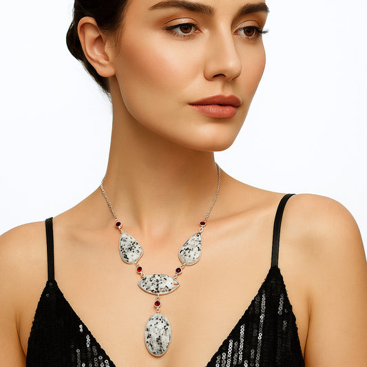 Natural Sesame Jasper & Garnet Necklace N-1023 SDN1837