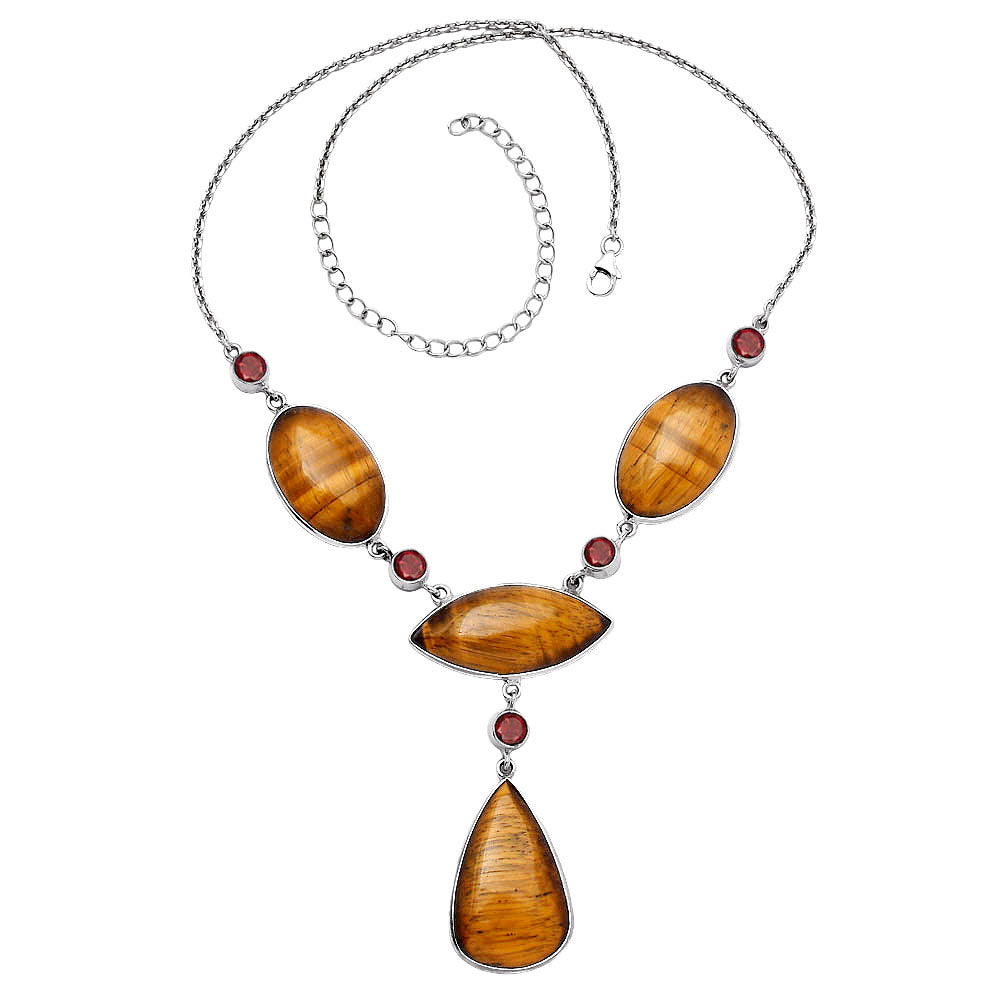 Natural Tiger Eye & Garnet Necklace N-1023 SDN1838