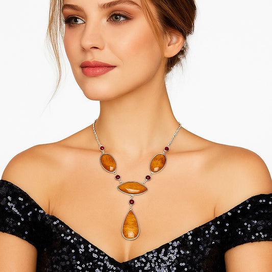 Natural Tiger Eye & Garnet Necklace N-1023 SDN1838