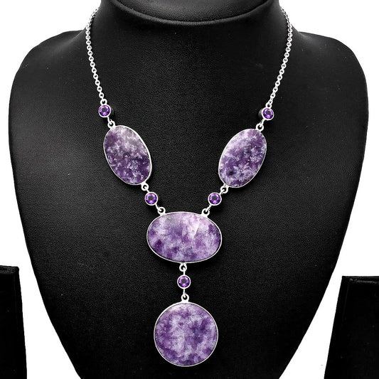 Purple Lepidolite & Amethyst Necklace N-1023 SDN1840
