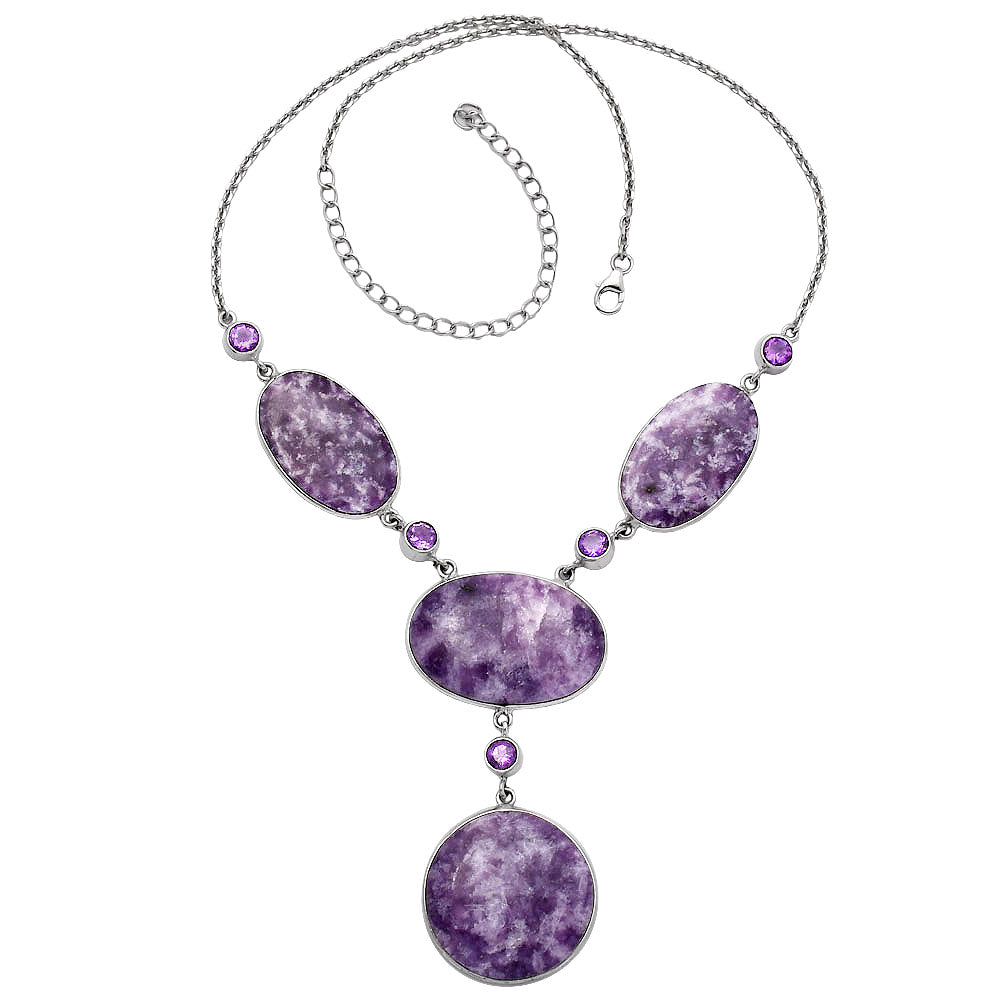 Purple Lepidolite & Amethyst Necklace N-1023 SDN1840