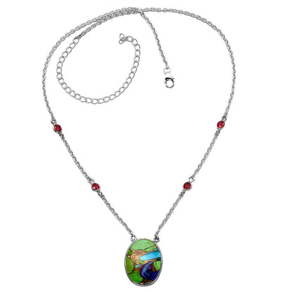 Multi Copper Turquoise & Garnet Necklace N-1012 SDN1887