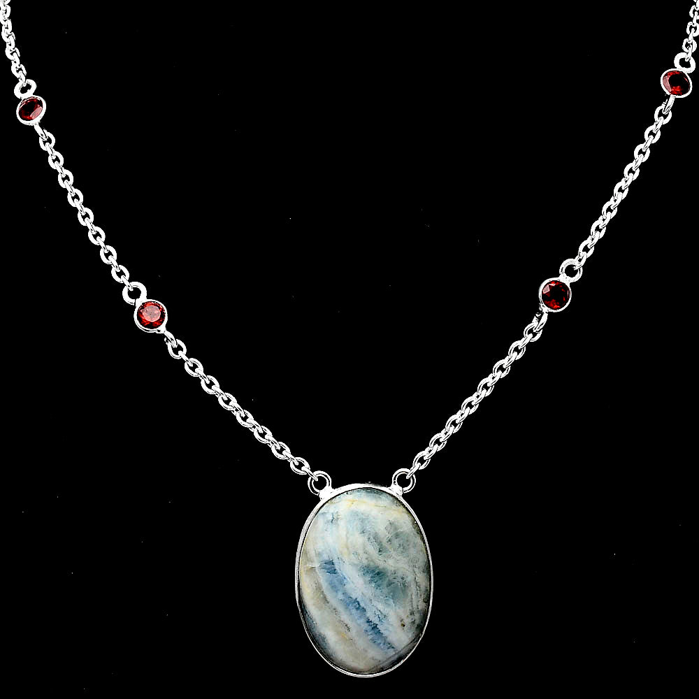 Blue Scheelite - Turkey & Garnet Necklace N-1012 SDN1891