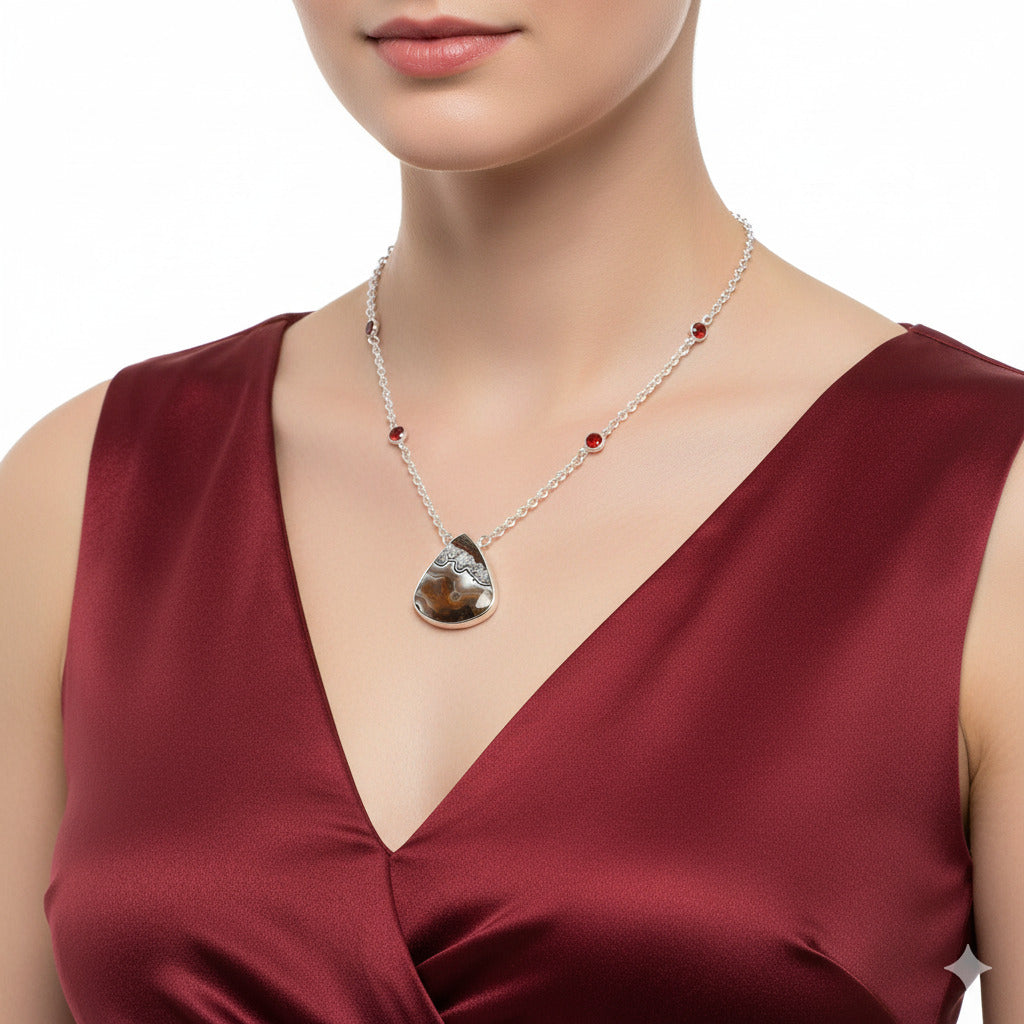 Rosetta Picture Jasper & Garnet Necklace N-1012 SDN1911