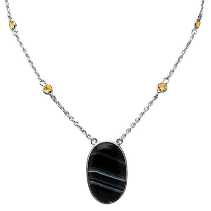 Black Botswana Agate & Citrine Necklace N-1012 SDN1926