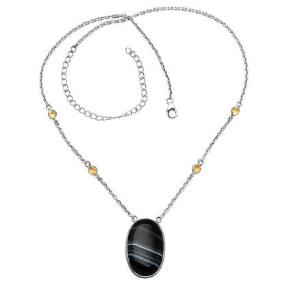 Black Botswana Agate & Citrine Necklace N-1012 SDN1926