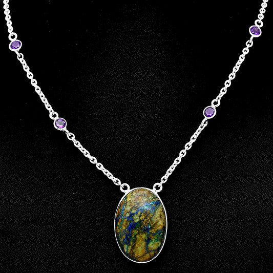 Natural Azurite & Amethyst Necklace N-1012 SDN1929