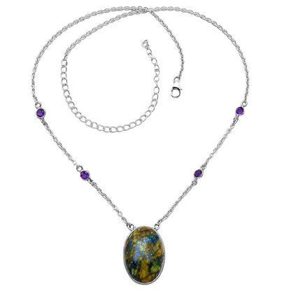Natural Azurite & Amethyst Necklace N-1012 SDN1929
