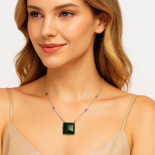 Nephrite Jade - Canada & Amethyst Necklace N-1012 SDN1930