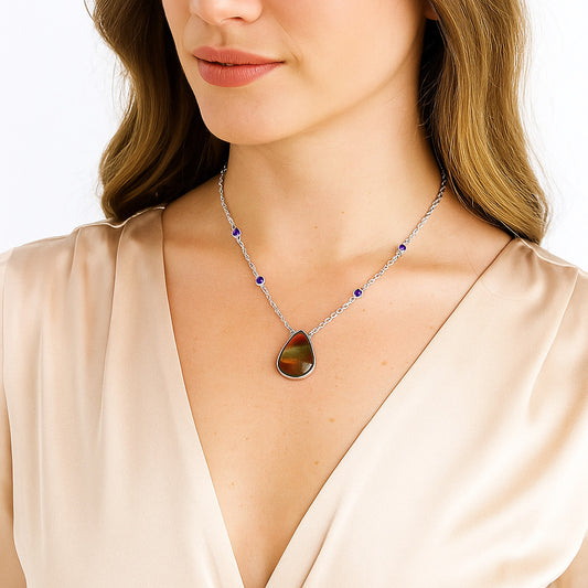 Natural Polygram Jasper & Amethyst Necklace N-1012 SDN1932