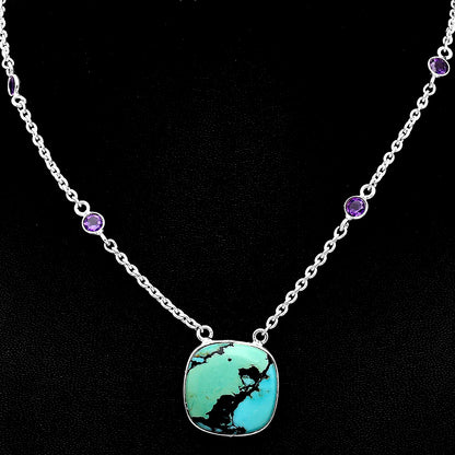 Lucky Charm Tibetan Turquoise & Amethyst Necklace N-1012 SDN1934
