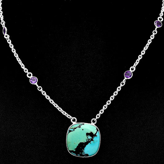 Lucky Charm Tibetan Turquoise & Amethyst Necklace N-1012 SDN1934