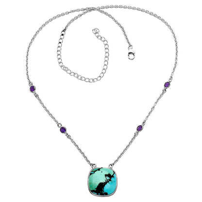 Lucky Charm Tibetan Turquoise & Amethyst Necklace N-1012 SDN1934