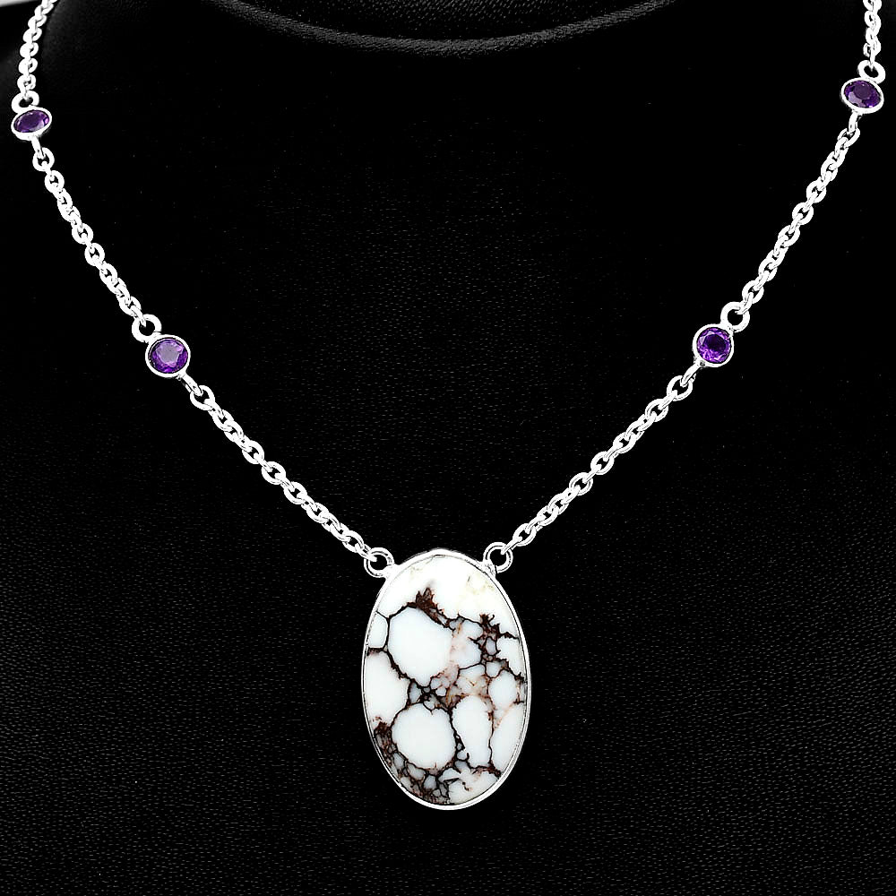Natural Wild Horse Jasper & Amethyst Necklace N-1012 SDN1935