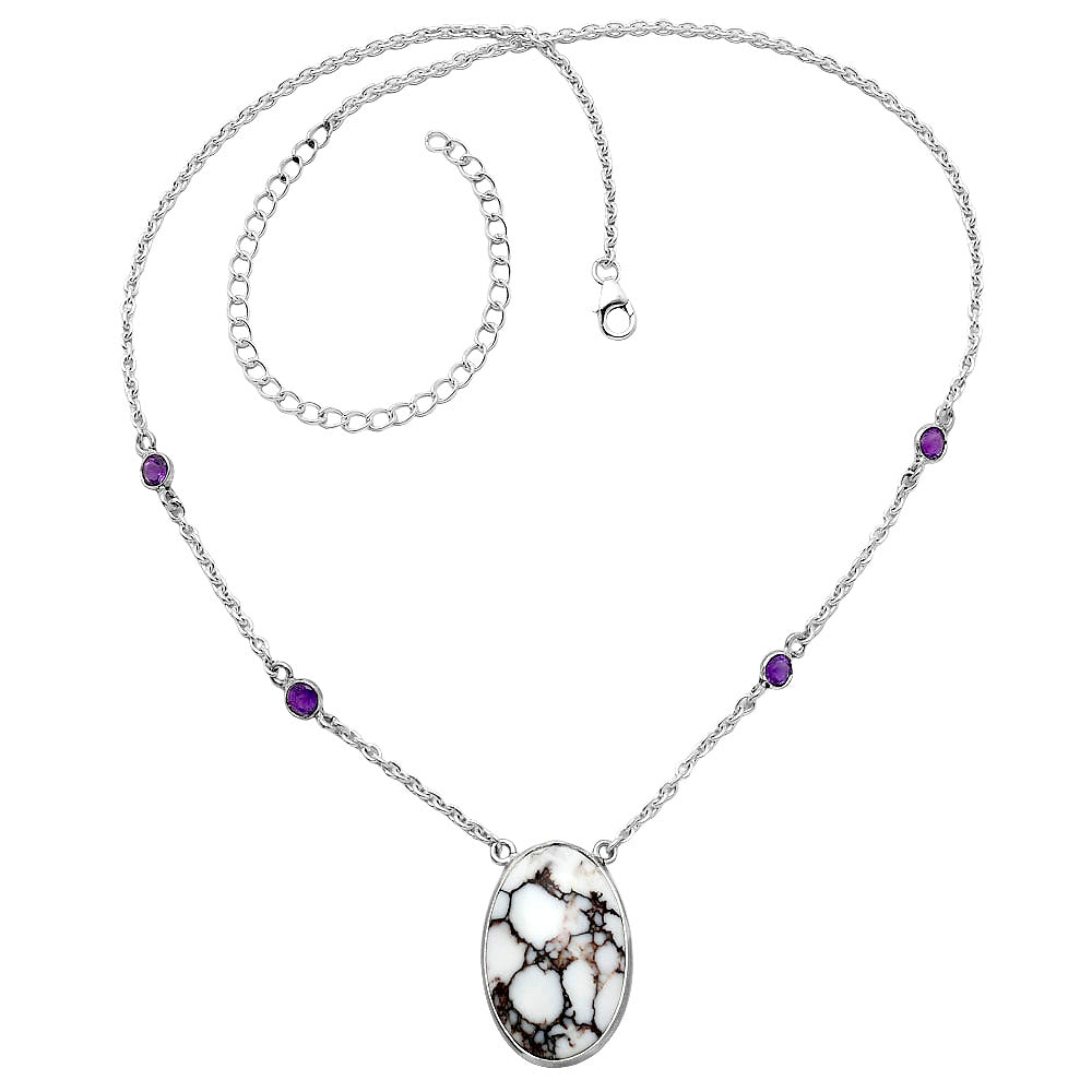 Natural Wild Horse Jasper & Amethyst Necklace N-1012 SDN1935