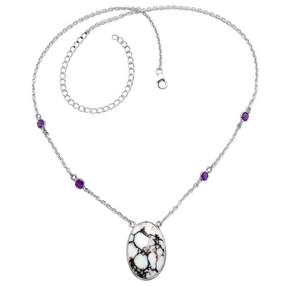 Natural Wild Horse Jasper & Amethyst Necklace N-1012 SDN1935