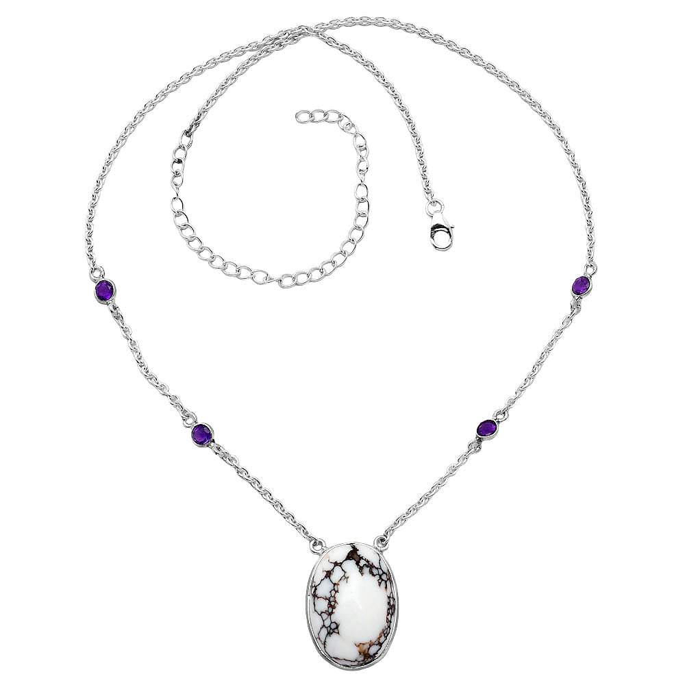 Natural Wild Horse Jasper & Amethyst Necklace N-1012 SDN1940