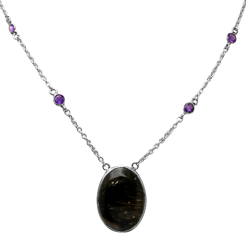 Natural Bat Cave Jasper & Amethyst Necklace N-1012 SDN1941
