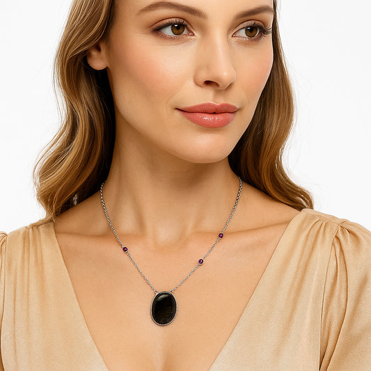 Natural Bat Cave Jasper & Amethyst Necklace N-1012 SDN1941