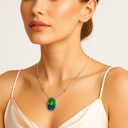 Multi Copper Turquoise & Peridot Necklace N-1012 SDN1943