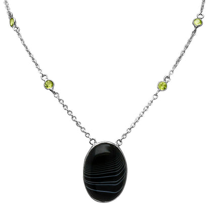 Black Botswana Agate & Peridot Necklace N-1012 SDN1946