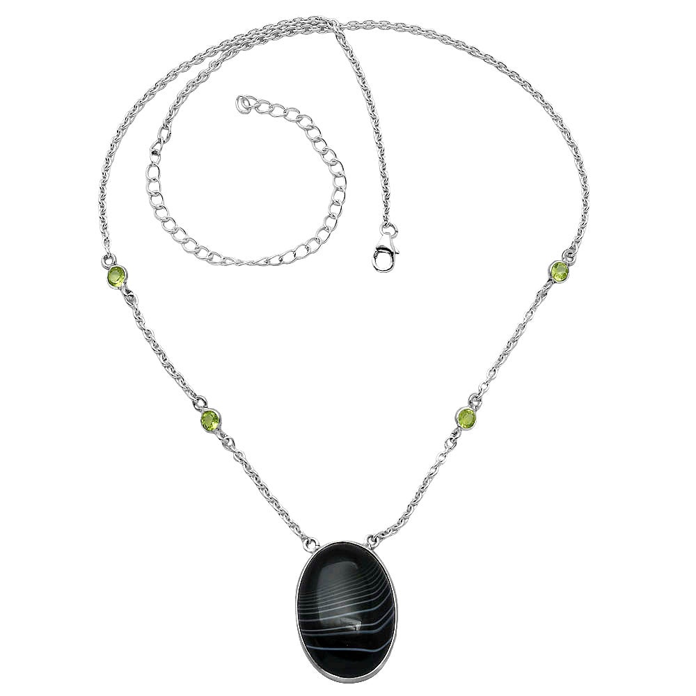Black Botswana Agate & Peridot Necklace N-1012 SDN1946
