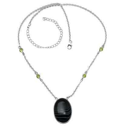Black Botswana Agate & Peridot Necklace N-1012 SDN1946