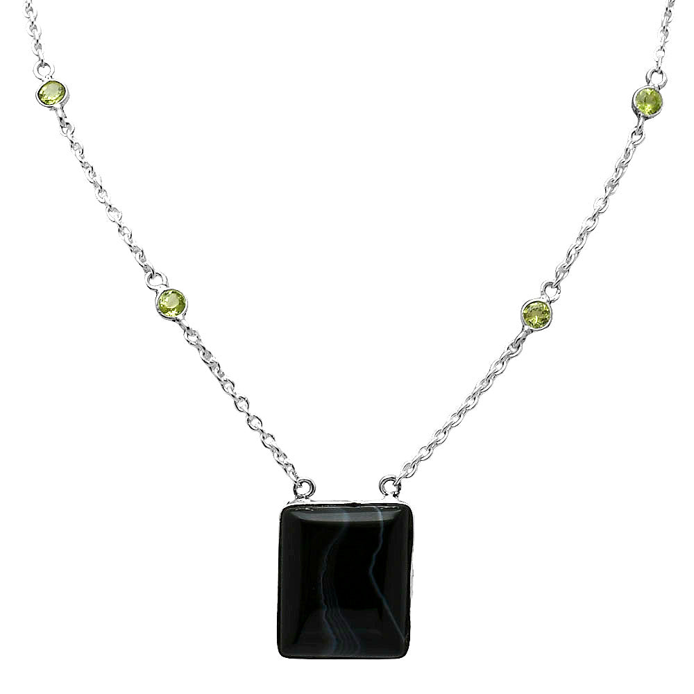Black Botswana Agate & Peridot Necklace N-1012 SDN1947