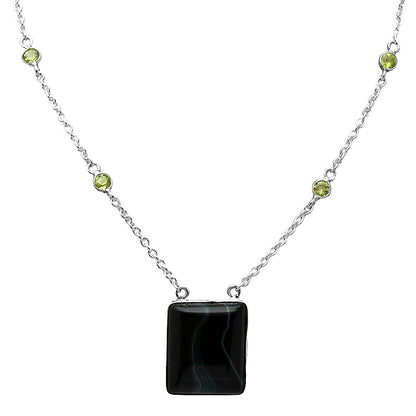 Black Botswana Agate & Peridot Necklace N-1012 SDN1947