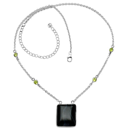 Black Botswana Agate & Peridot Necklace N-1012 SDN1947