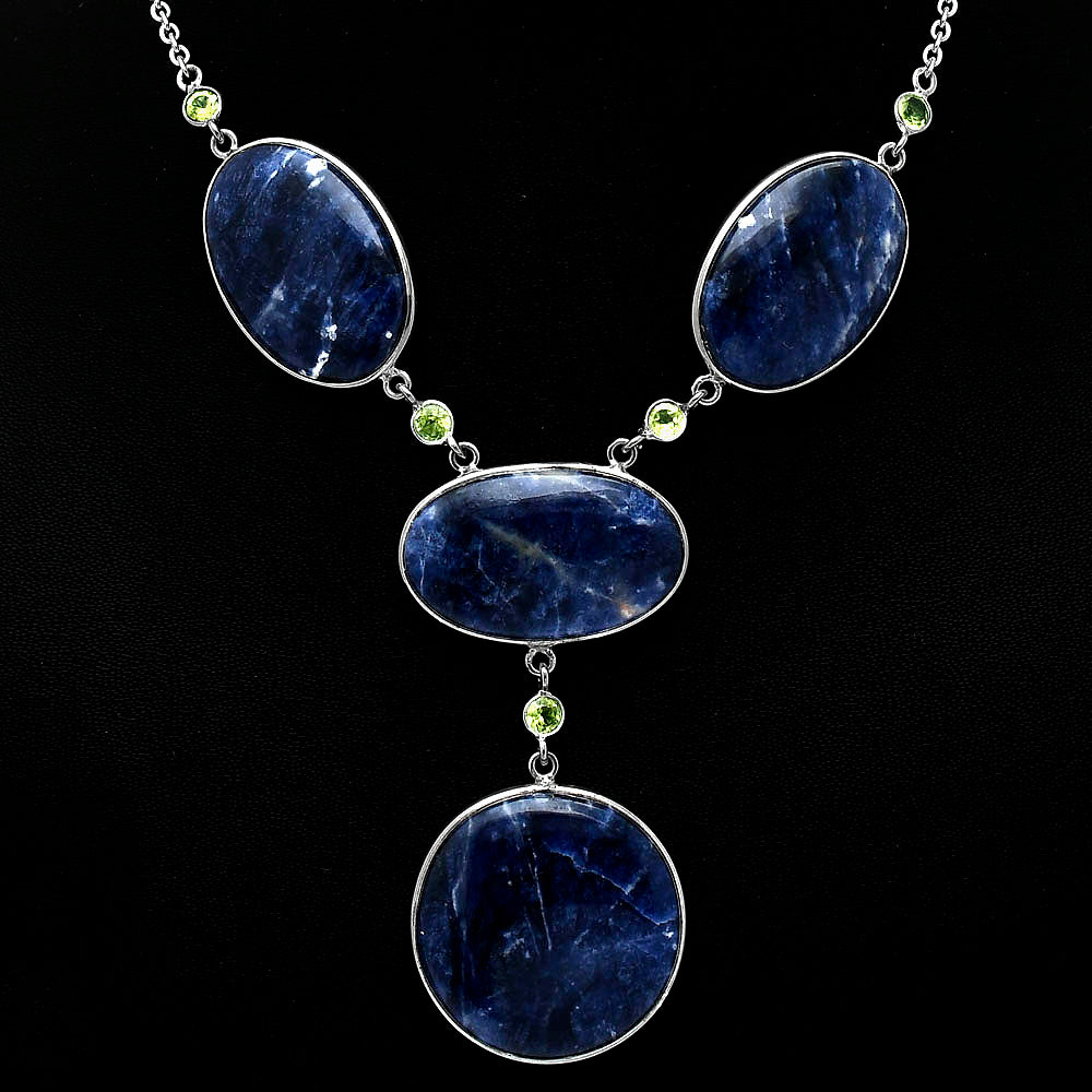 Natural Sodalite & Peridot Necklace N-1023 SDN1953