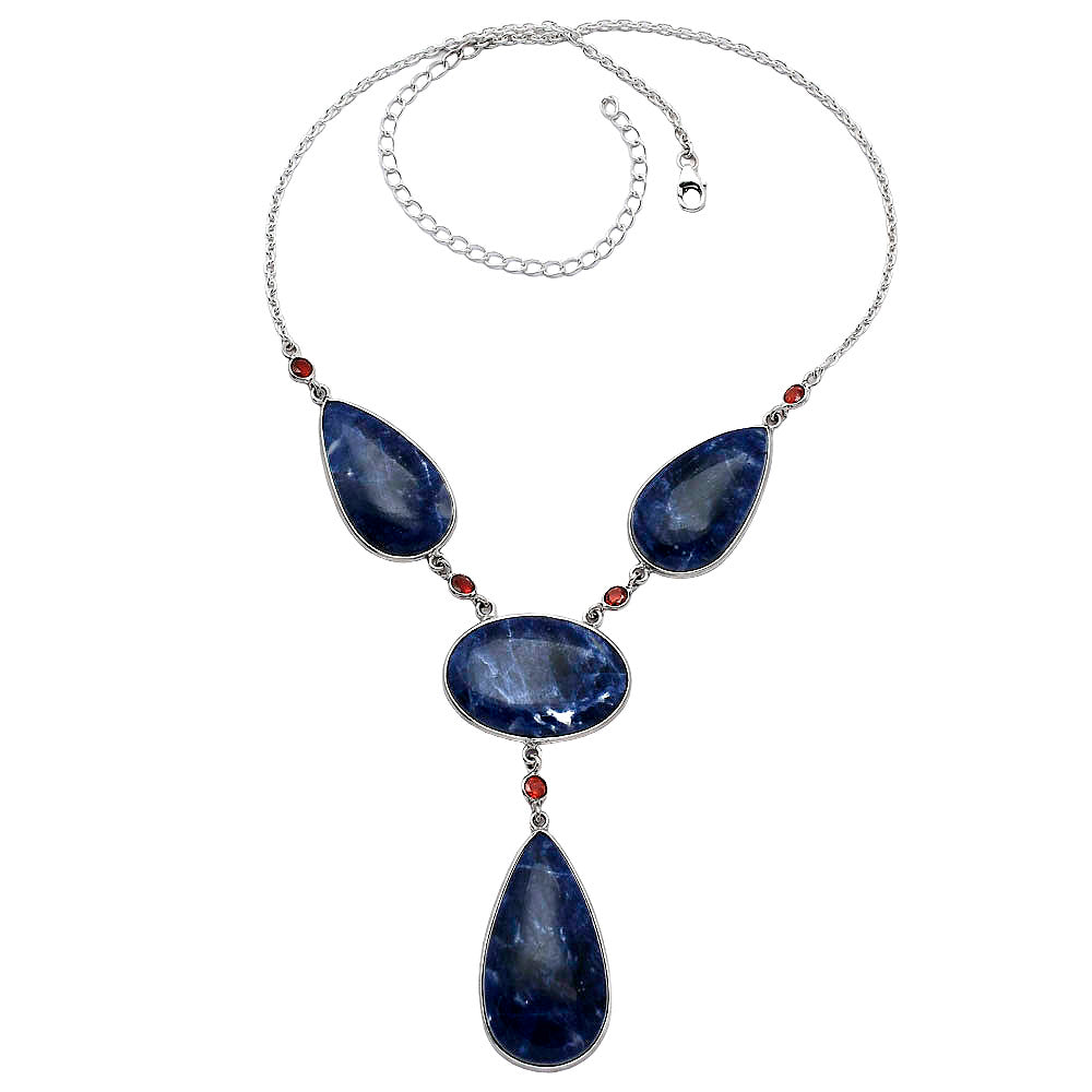 Natural Sodalite & Garnet Necklace N-1023 SDN1954