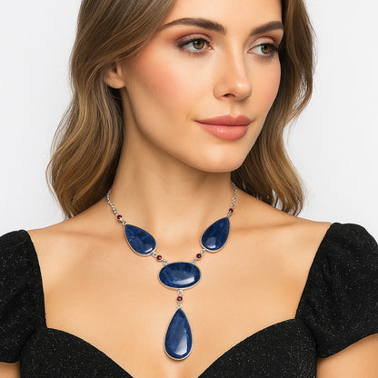 Natural Sodalite & Garnet Necklace N-1023 SDN1954