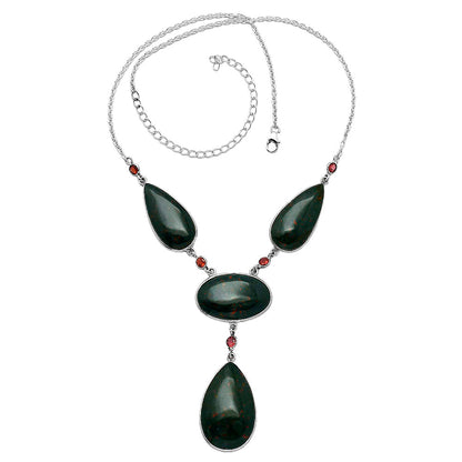 Natural Blood Stone - India & Garnet Necklace N-1023 SDN1956